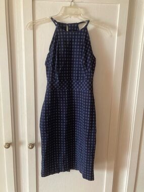 Banana Republic Navy and Light Blue Check Dress